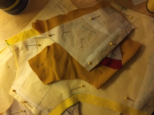 All the bodice pieces cut out.